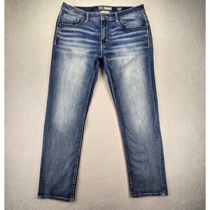 BKE Buckle Nolan Jeans 38x32 Straight Fit Blue Feather Whisker y2k 2000s (36x30)